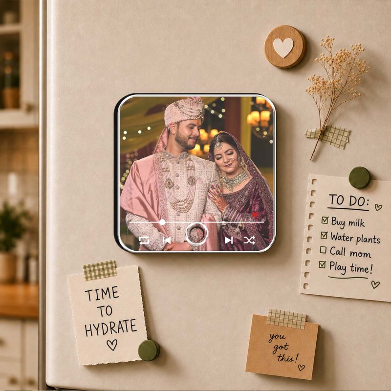 Personalized Wedding Gift for Couples Photo Musical Fridge Magnet | Music Player Refrigerator Magnet | Marriage for Couple